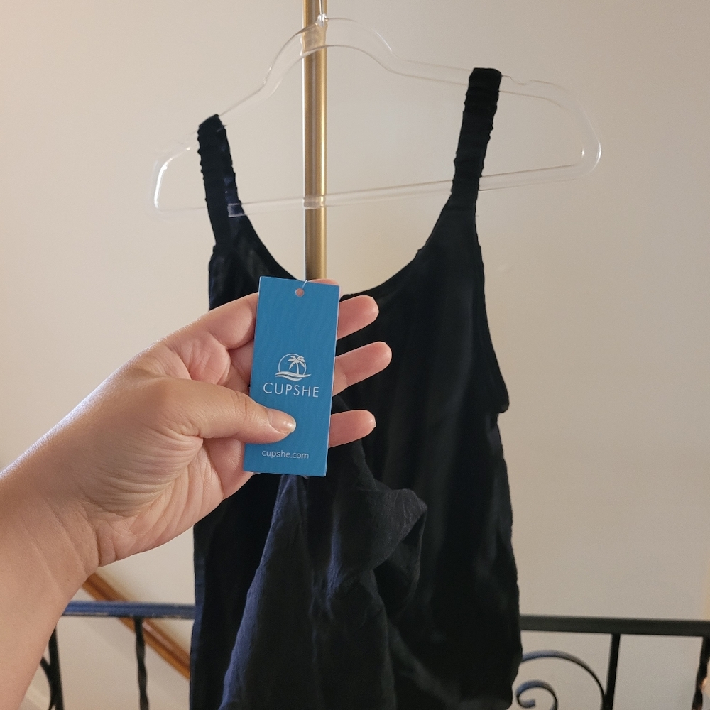 Nwt Cupshe Black Loose Scoop Neck Mini Swim Cover-Up Size Medium - Picture 15 of 15